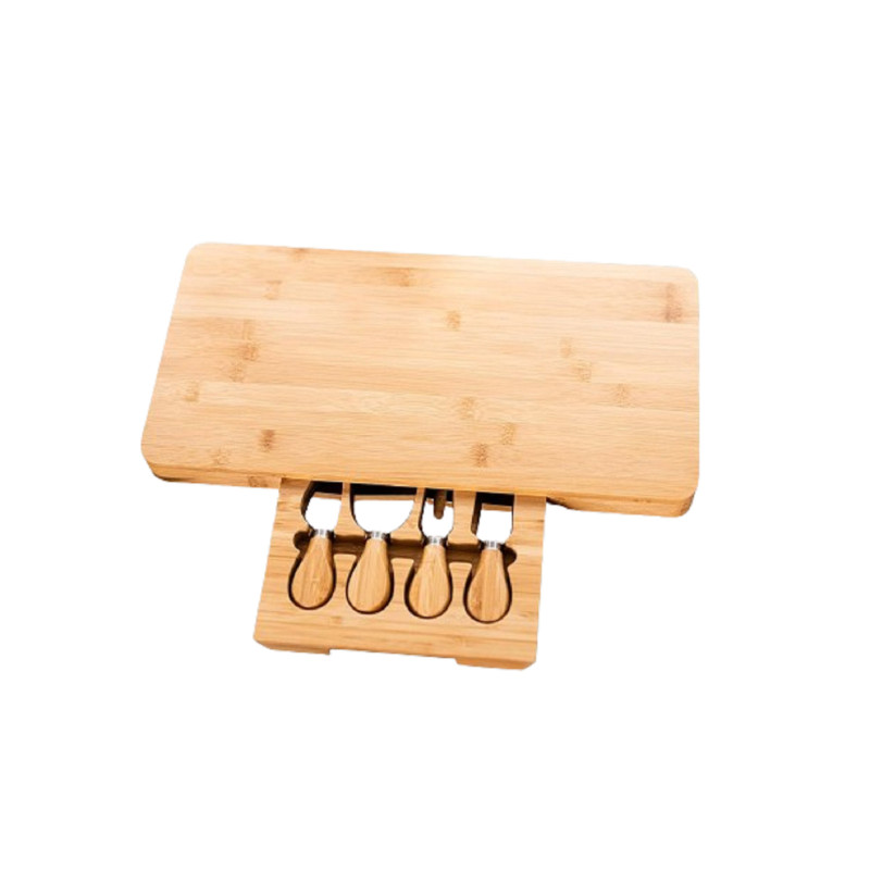 HomeZone Deluxe Bamboo Cheese Board and Knife Set, Currently priced at £23.99